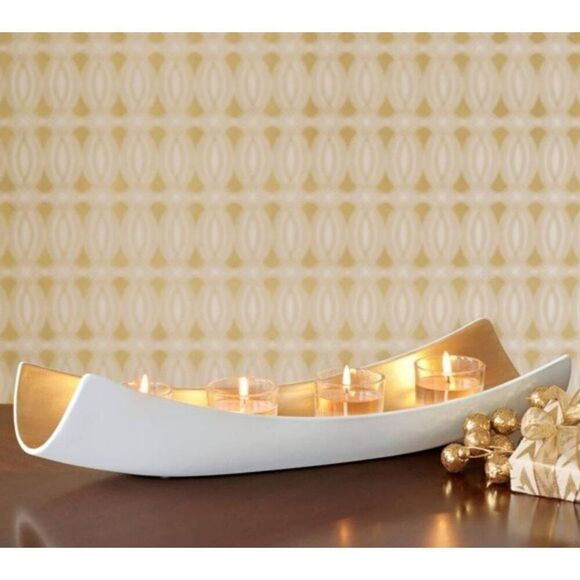 🩵NIB PartyLite White & Gold Embrace Centerpiece Candle Holder